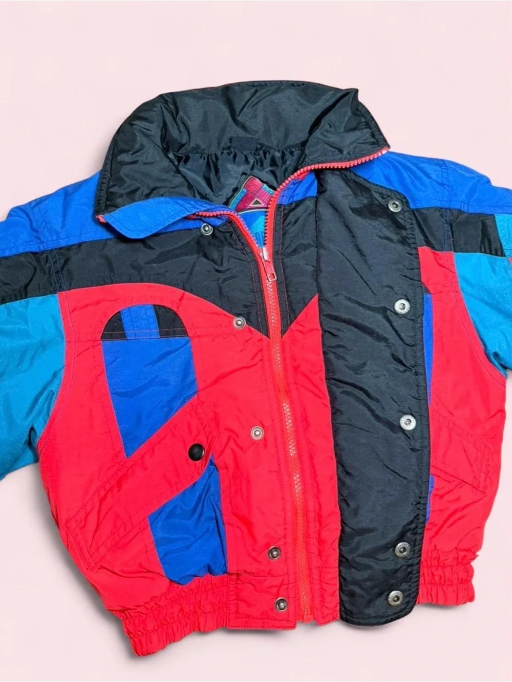 Vintage 80s 90s Apparatus Kids Ski Jacket Boys 6 Retro Colorblock Puffy Coat